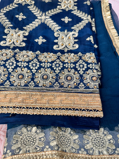 Unstitched Suit Material- 265 Blue