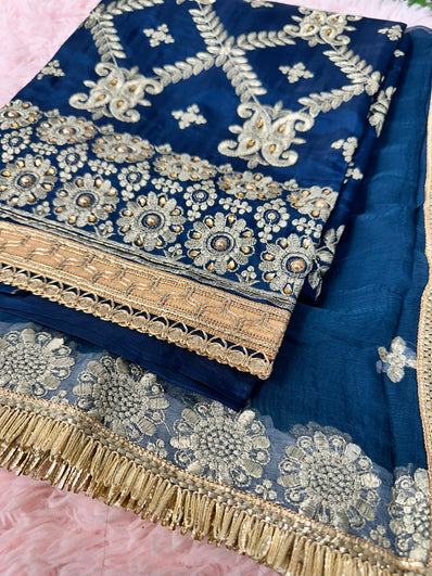 Unstitched Suit Material- 265 Blue