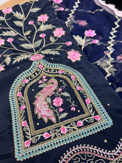 Unstitched Suit Material- 266 Blue