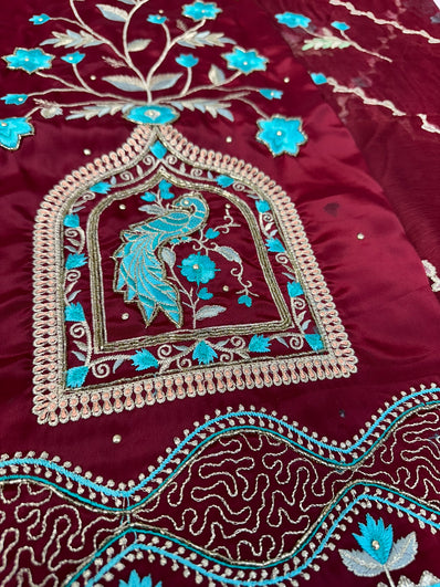 Unstitched Suit Material- 266 Maroon