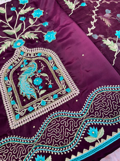 Unstitched Suit Material- 266 Plum