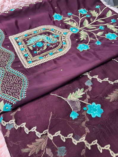 Unstitched Suit Material- 266 Plum