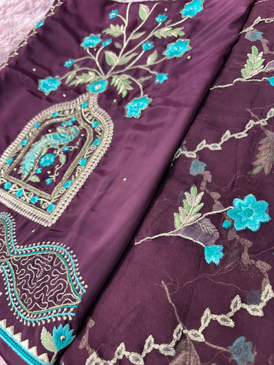 Unstitched Suit Material- 266 Plum