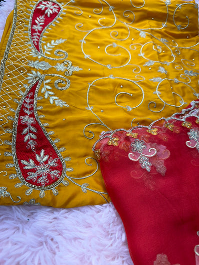 Unstitched Suit Material- 267 Mustard