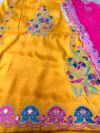 Unstitched Suit Material- 268 Yellow