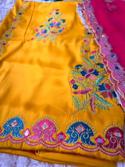 Unstitched Suit Material- 268 Yellow