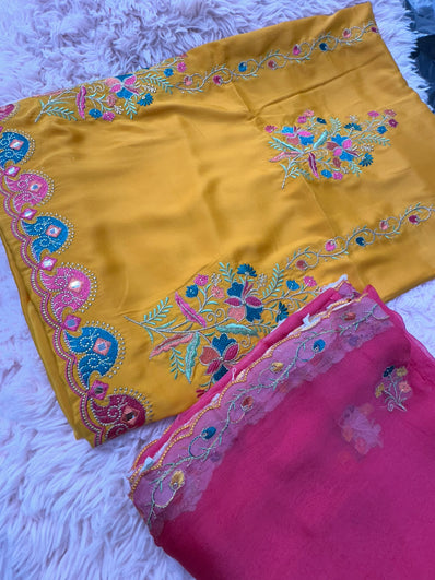 Unstitched Suit Material- 268 Yellow