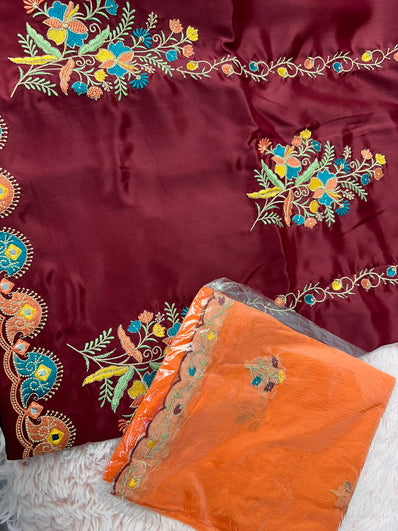 Unstitched Suit Material- 268 Maroon