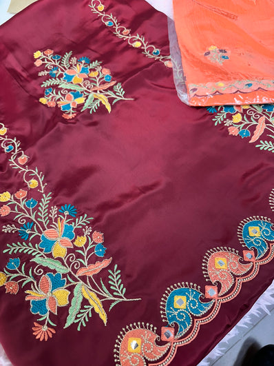 Unstitched Suit Material- 268 Maroon