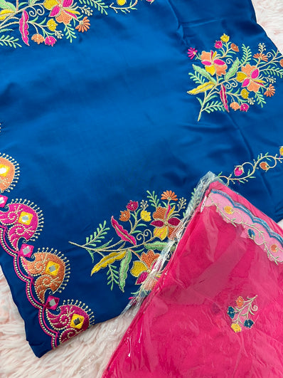 Unstitched Suit Material- 268 Steel Blue