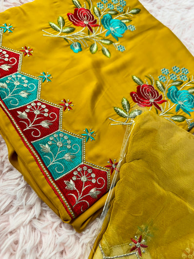 Unstitched Suit Material- 269 Yellow