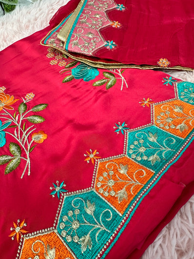 Unstitched Suit Material- 269 Pink