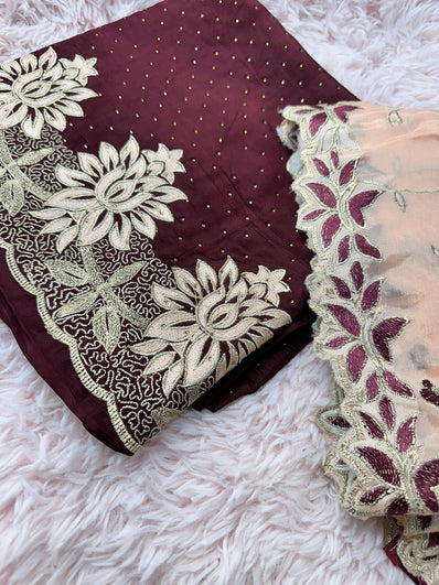 Unstitched Suit Material- 272 Maroon