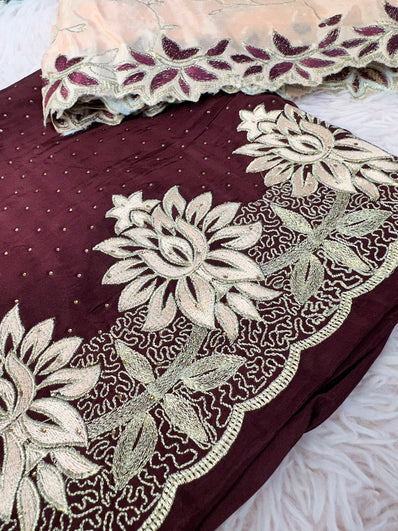 Unstitched Suit Material- 272 Maroon