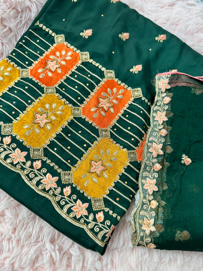 Unstitched Suit Material- 270 Green