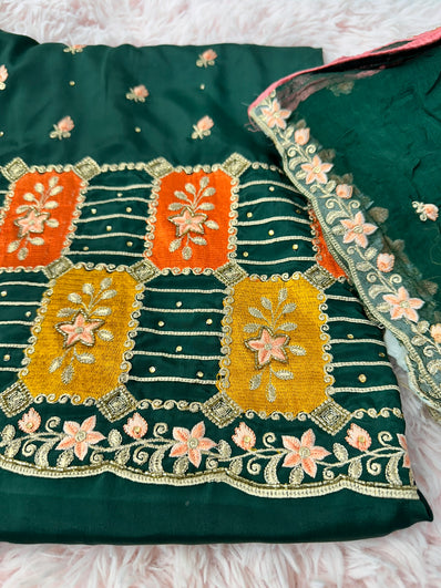 Unstitched Suit Material- 270 Green