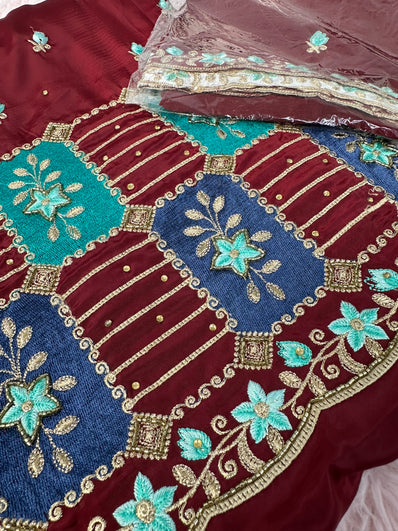 Unstitched Suit Material- 270 Maroon