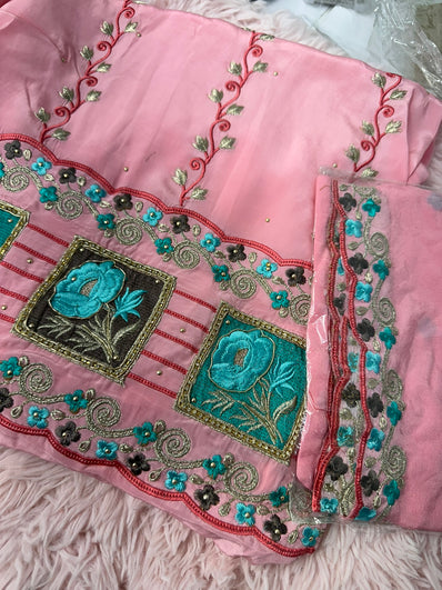 Unstitched Suit Material- 271 Pink