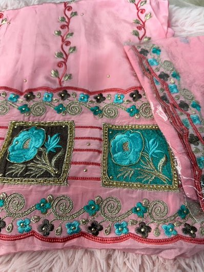 Unstitched Suit Material- 271 Pink