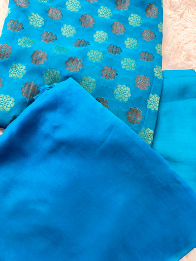 Unstitched Suit Material- 258 Firozi