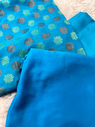 Unstitched Suit Material- 258 Firozi