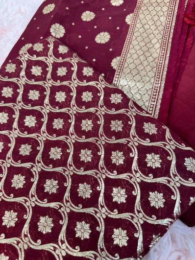 Unstitched Suit Material- 254 Maroon