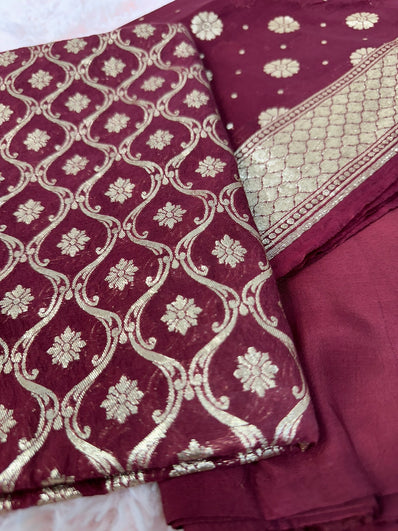 Unstitched Suit Material- 254 Maroon