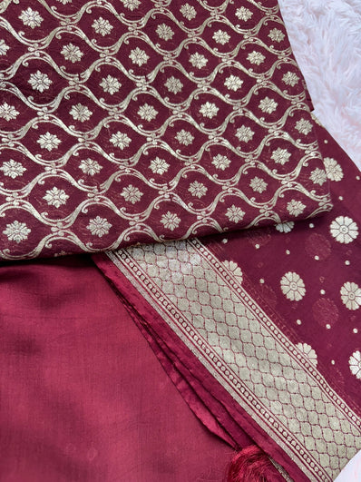 Unstitched Suit Material- 254 Maroon