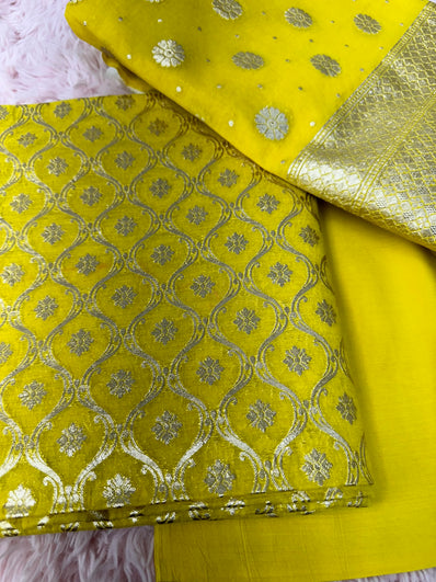 Unstitched Suit Material- 254 yellow