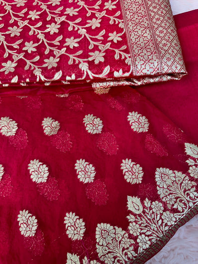 Unstitched Suit Material- 256 Majenta