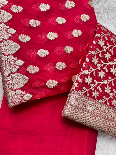 Unstitched Suit Material- 256 Majenta