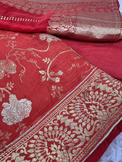 Unstitched Suit Material- 260 Red