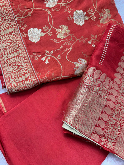 Unstitched Suit Material- 260 Red