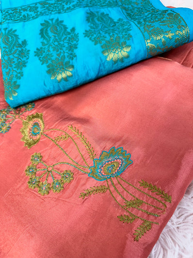 Unstitched Suit Material- 263 Peach