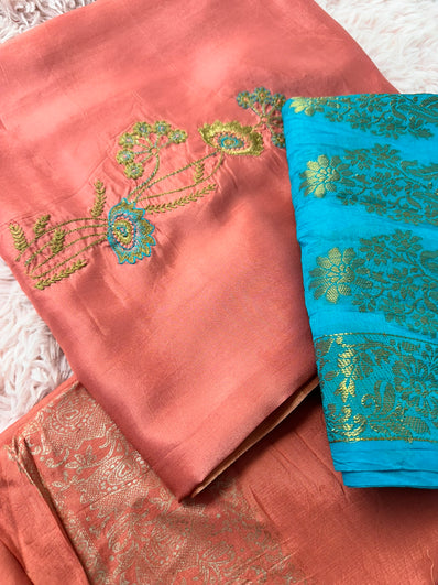 Unstitched Suit Material- 263 Peach