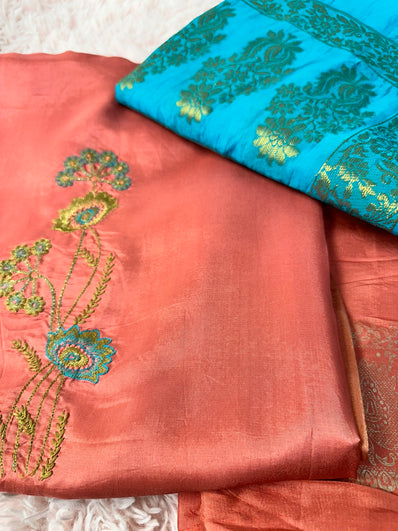 Unstitched Suit Material- 263 Peach