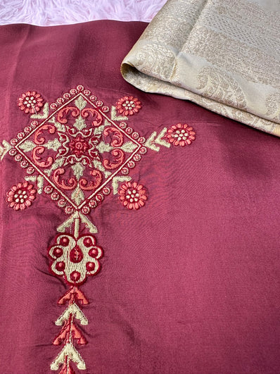 Unstitched Suit Material- 262 Maroon