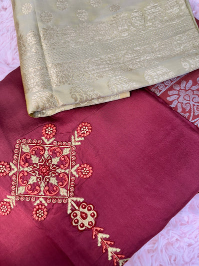 Unstitched Suit Material- 262 Maroon