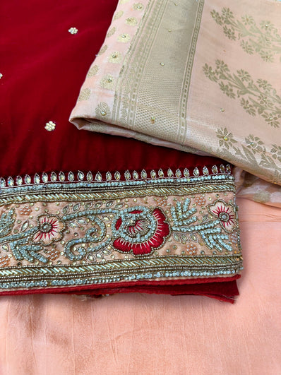 Unstitched Suit Material- 261 Red