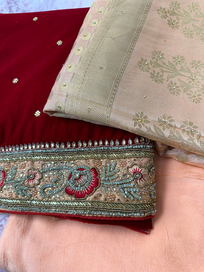 Unstitched Suit Material- 261 Red