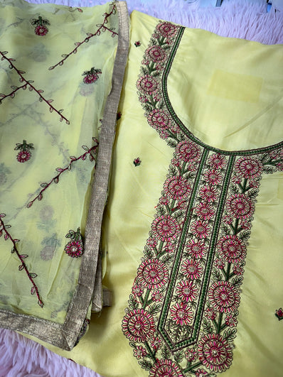 Unstitched Suit Material- 273 Yellow