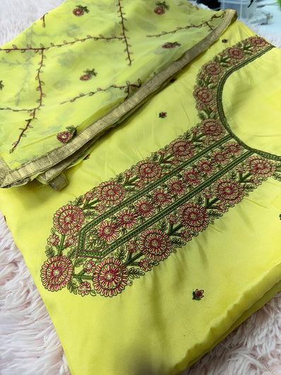 Unstitched Suit Material- 273 Yellow