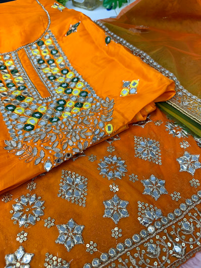 Unstitched Suit Material- 277 Tri Colour