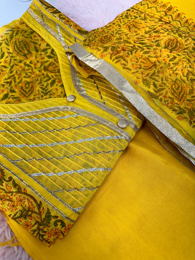 Unstitched Suit Material- 355 Yellow