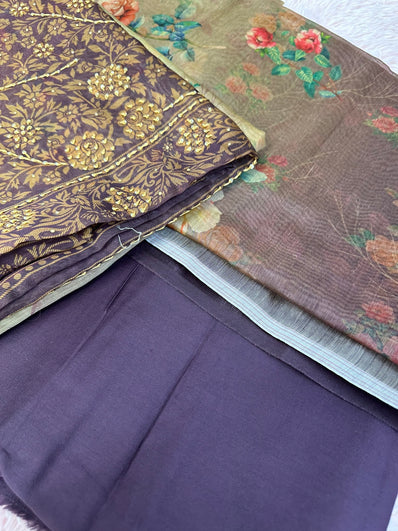 Unstitched Suit Material- 353 Plum