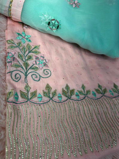 Unstitched Suit Material- 406 Pink