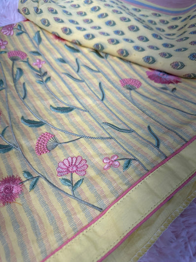 Unstitched Suit Material- 410 Yellow