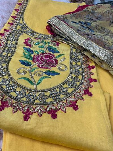 Unstitched Suit Material- 411 Yellow