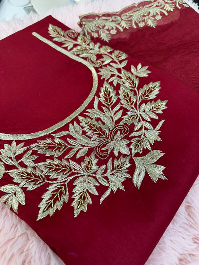 Unstitched Suit Material- 404 Maroon