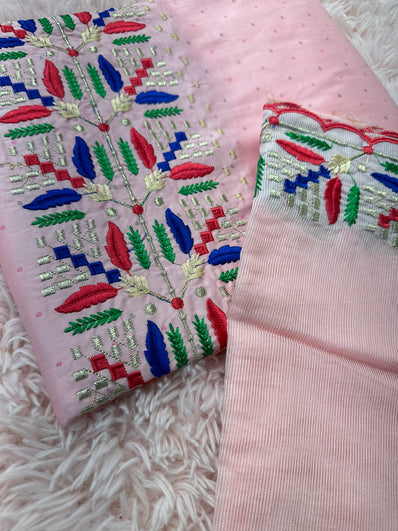 Unstitched Suit Material- 402 Pink